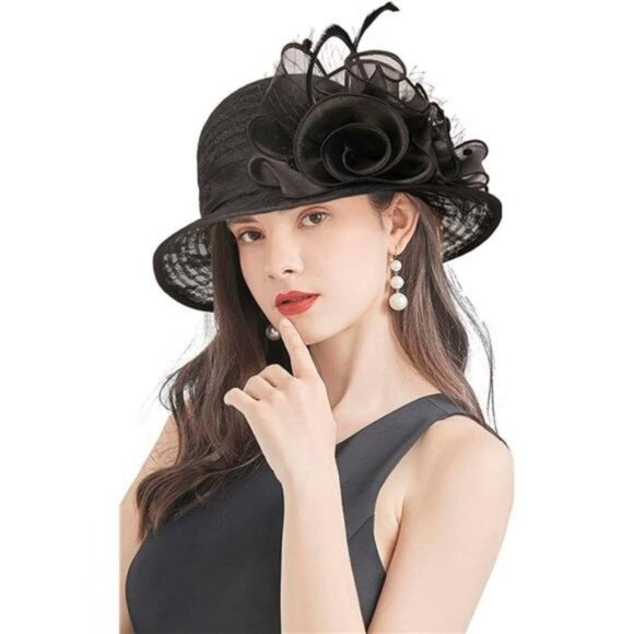 FASCINATOR Hat - Women's Wide Brim 12laceblack